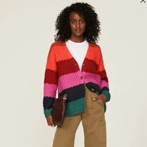 Marine Layer Brielle Multi Colorblock Oversized Sweater Cardigan XS